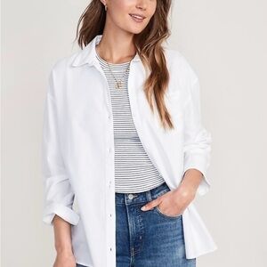 Old Navy Boyfriend Fit White Button-Up Shirt